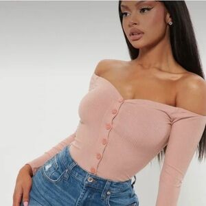 Fashion Nova Blush Off-Shoulder Bodysuit